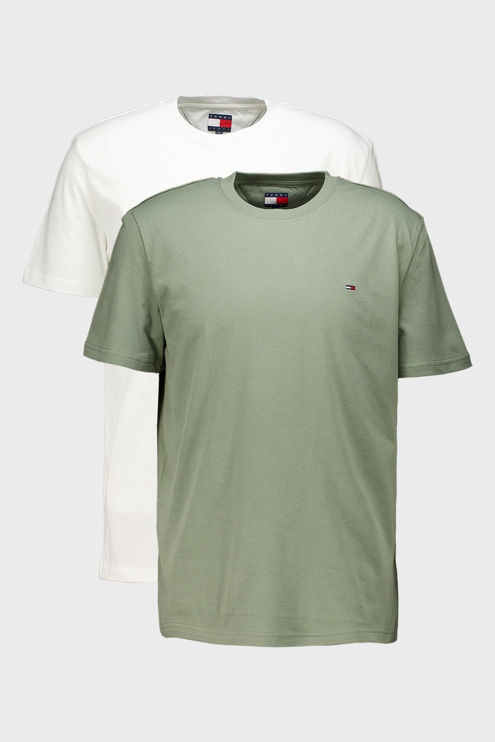 Tommy Jeans, Set de tricouri slim fit din bumbac - 2 piese, Alb, Verde, 2XL