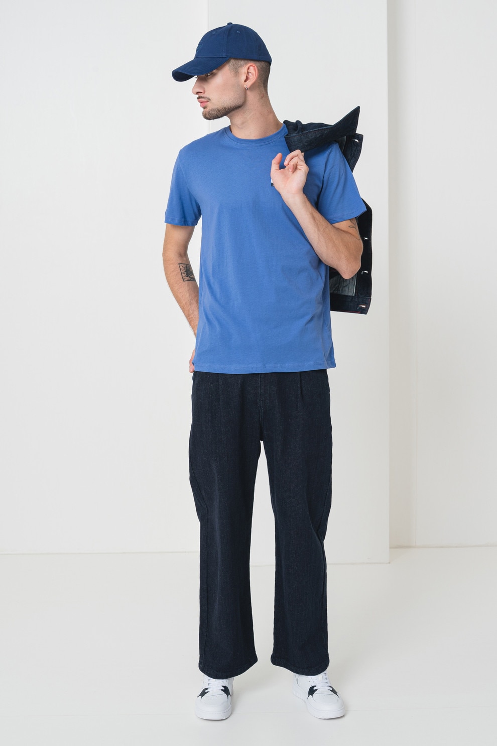 Tommy Jeans, Tricou de bumbac cu logo, Albastru inchis, Albastru royal, Albastru, S