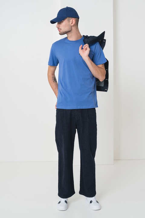 Tommy Jeans, Памучна тениска с лого, Тъмносин/Кралско Синьо/Син