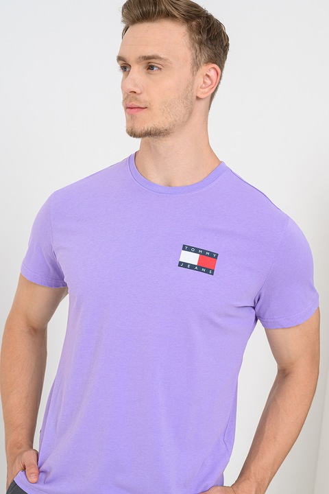 Tommy Jeans, Tricou slim fit cu imprimeu logo, Lila