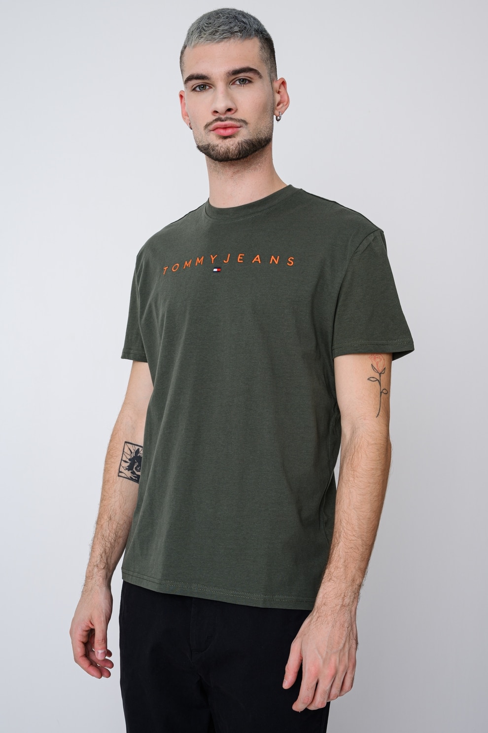 Tommy Jeans, Tricou din bumbac cu logo brodat, Verde, L