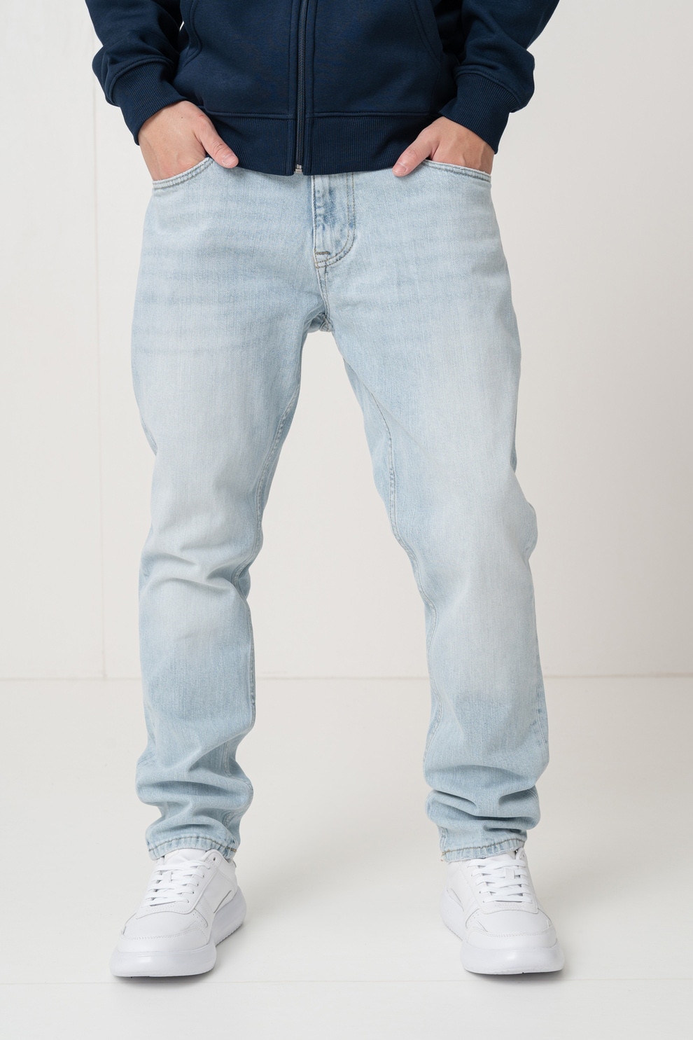 Tommy Jeans, Blugi slim fit cu aspect decolorat Scanton, Albastru glaciar, W34-L32