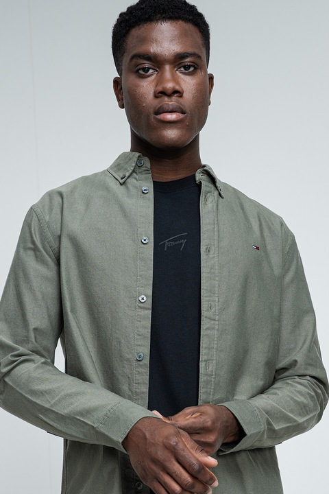 Tommy Jeans, Normál fazonú oxford ing, Pisztáciazöld