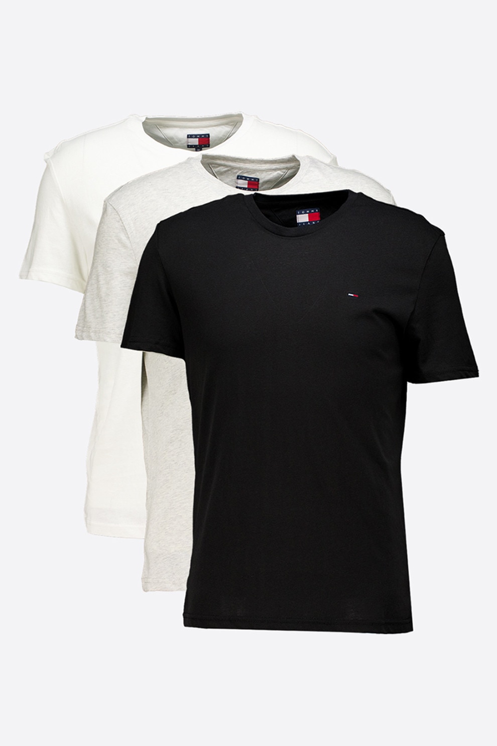 Tommy Jeans, Set de tricouri cambrate - 3 piese, Alb, Negru, Gri, L