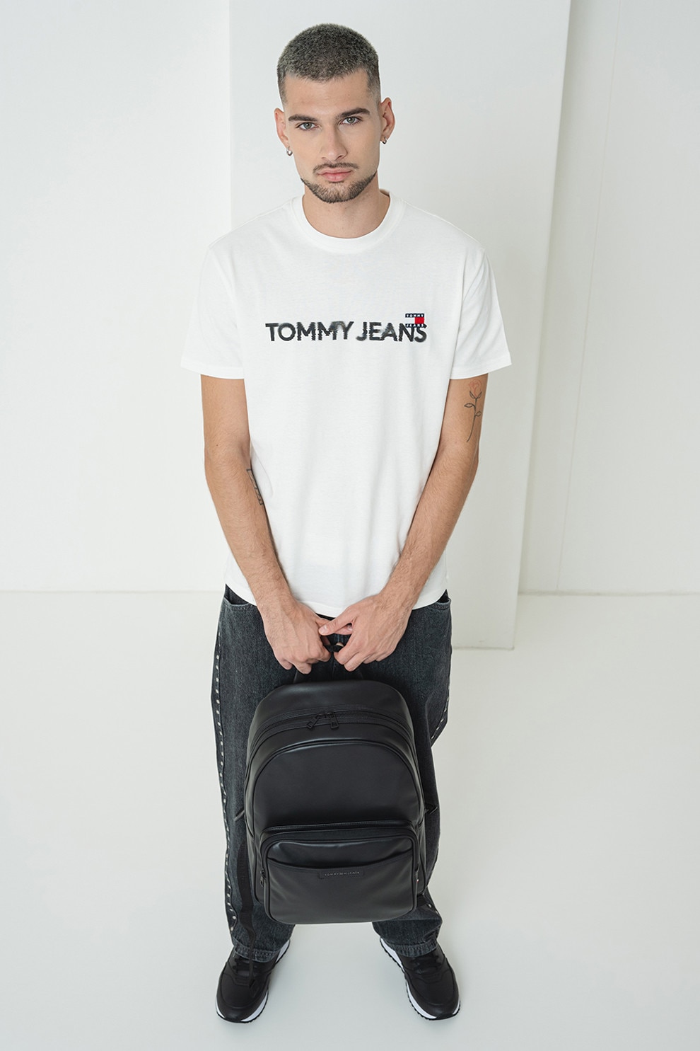 Tommy Jeans, Tricou de bumbac cu imprimeu logo, Alb, Negru, 2XL