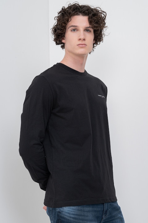 Tommy Jeans, Слим блуза с овално деколте, Черен