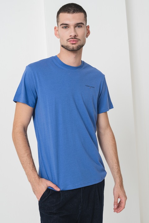 Tommy Jeans, Szűk fazonú pamutpóló, Sötétkék, M