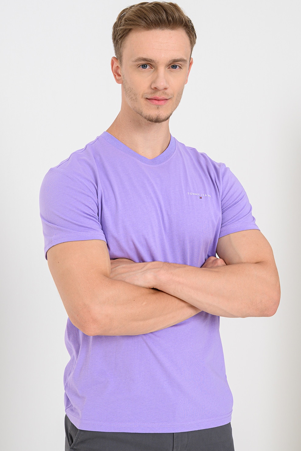 Tommy Jeans, Tricou slim fit cu logo, Lila, S