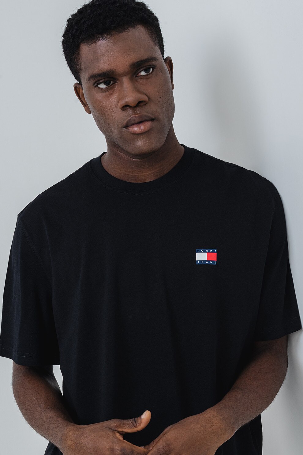 Tommy Jeans, Tricou de bumbac cu imprimeu pe partea din spate, Negru, Crem, XL