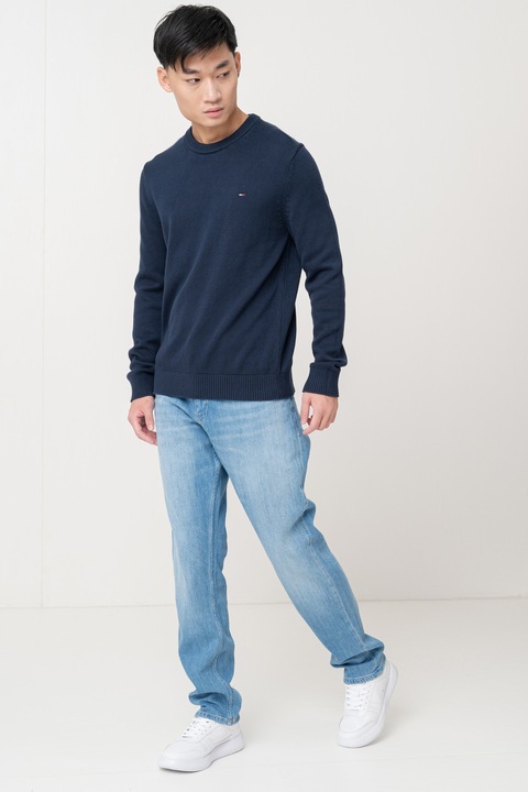 Tommy Jeans, Szűk fazonú organikuspamut pulóver, Tengerészkék