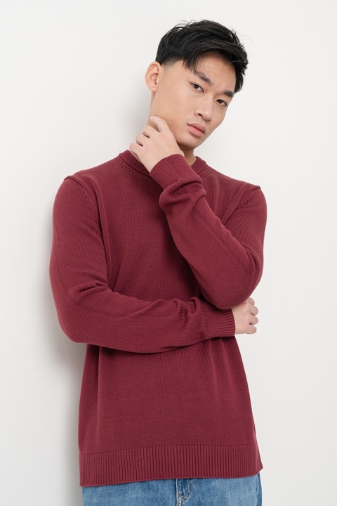 Tommy Jeans, Szűk fazonú organikuspamut pulóver, Bíborszín