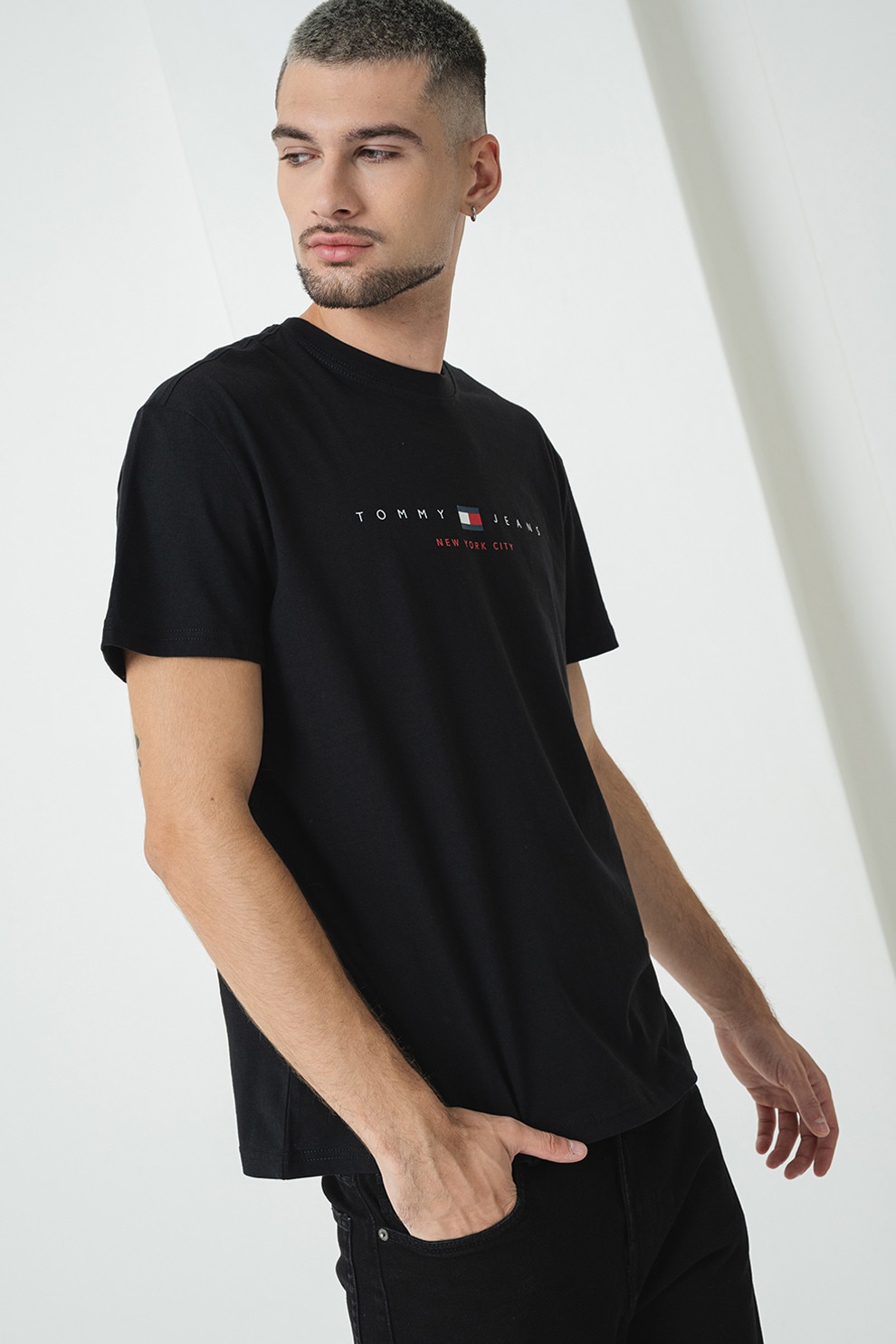 Tommy Jeans, Tricou de bumbac cu imprimeu logo, Negru, S