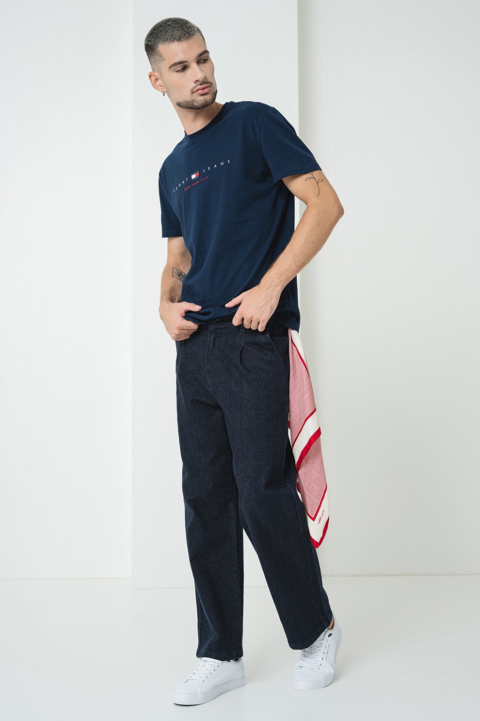 Tommy Jeans, Tricou de bumbac cu imprimeu logo, Bleumarin, XL