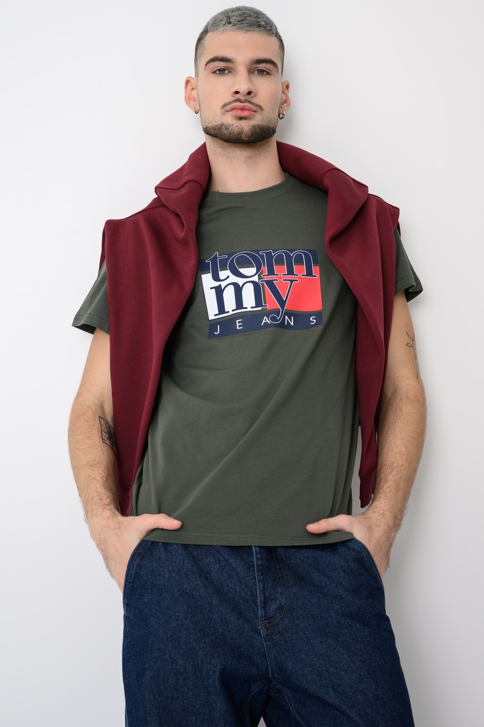 Tommy Jeans, Tricou regular fit cu imprimeu grafic, Verde, L