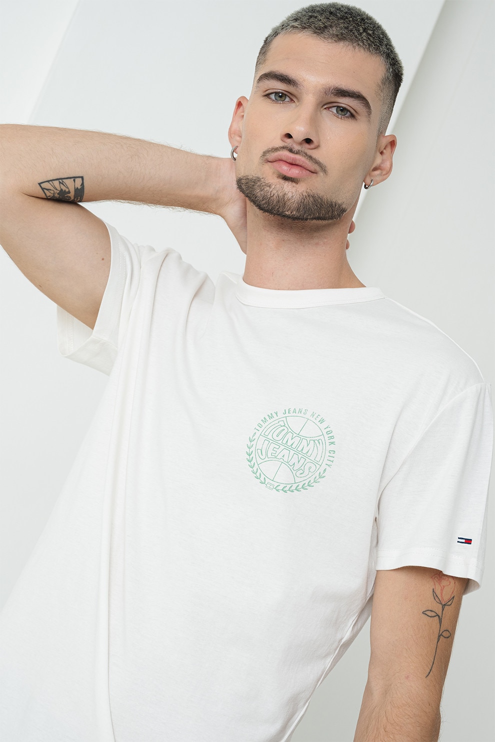 Tommy Jeans, Tricou de bumbac pentru baseball Heritage, Verde, Alb optic, M