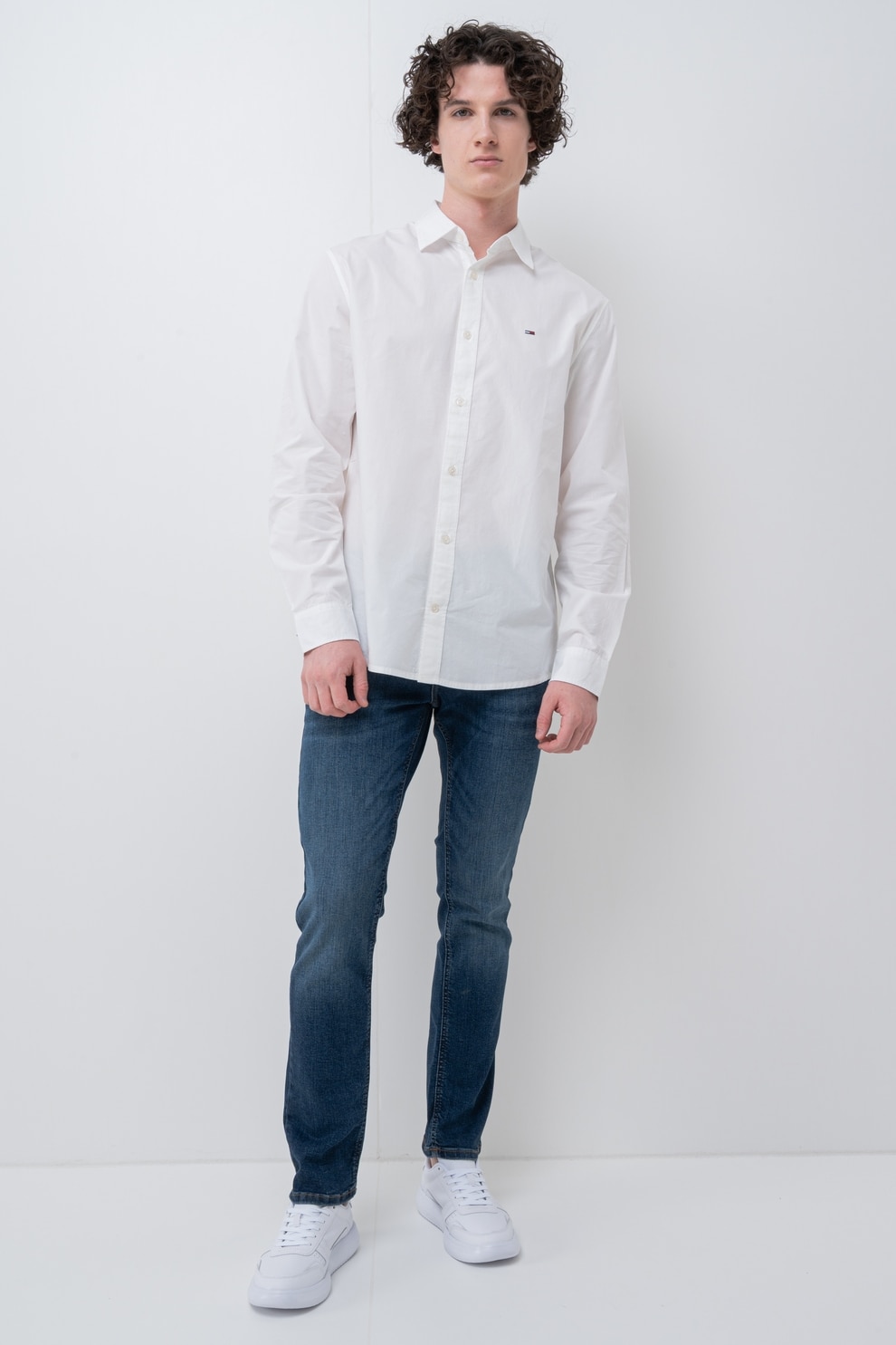 Tommy Jeans, Camasa din amestec de bumbac organic, Alb, S