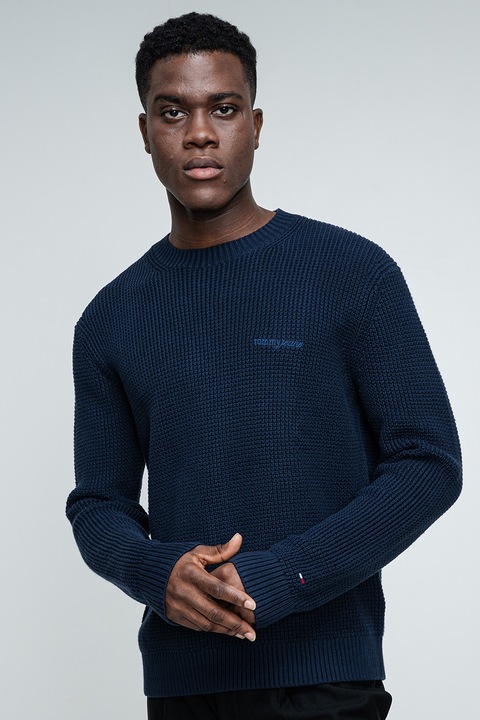 Tommy Jeans, Normál fazonú organikuspamut pulóver, Tengerészkék