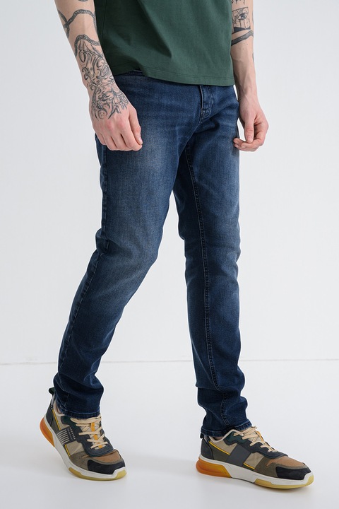 Tommy Jeans, Slim fit farmernadrág mosott hatású dizájnnal, Kék