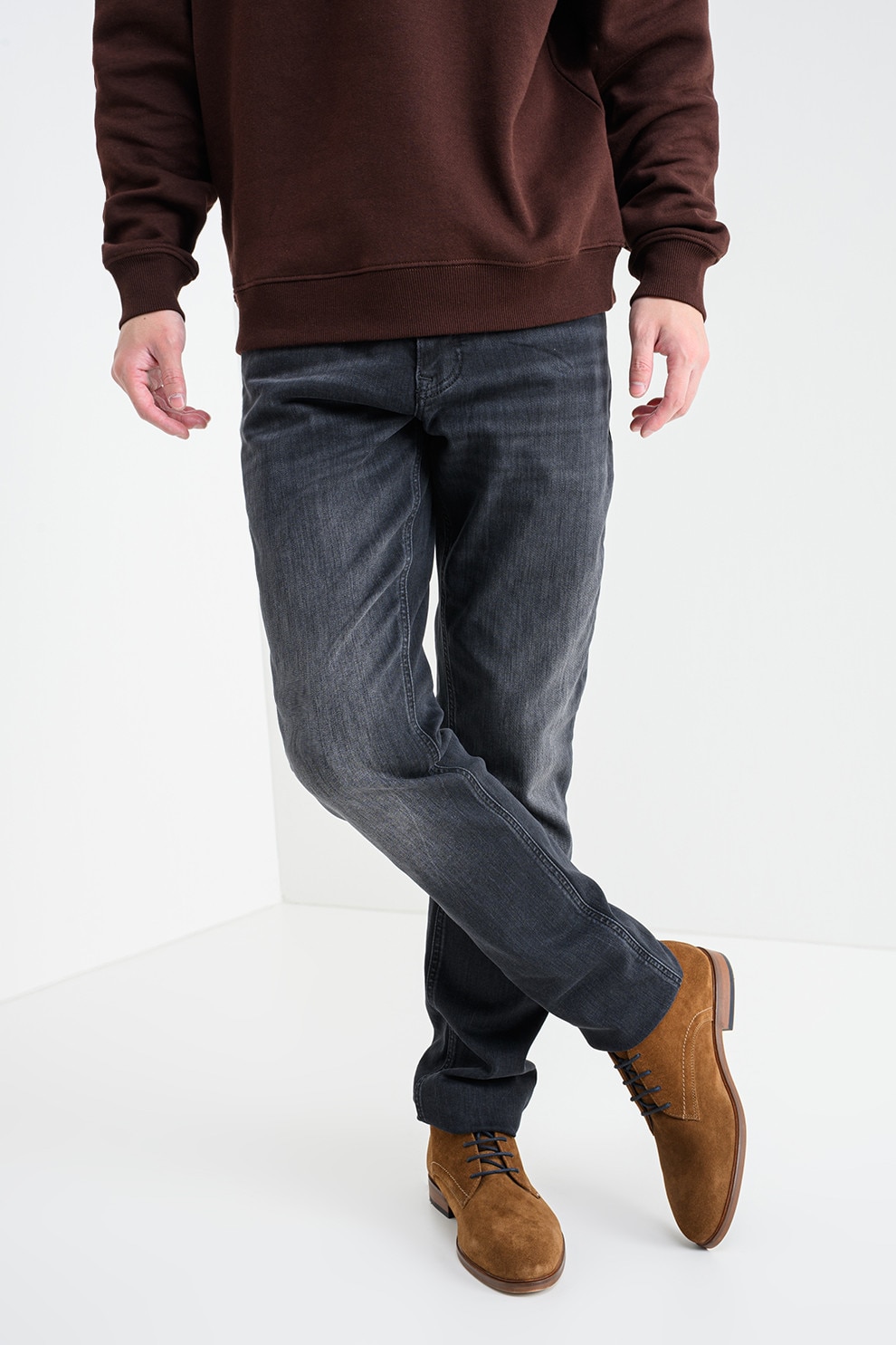 Tommy Jeans, Blugi slim fit cu aspect decolorat, Negru stins, W33-L32