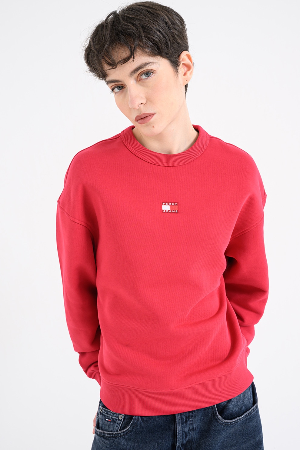 Tommy Jeans, Bluza de trening cu decolteu la baza gatului si logo
