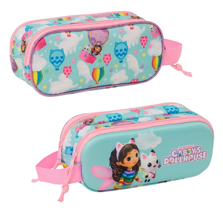 Penar Safta Gabi 3D Cu Pisici, 2 Compartimente, Multicolor, 10.5x10x10cm