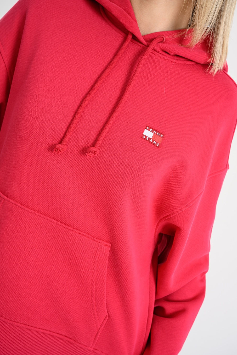 ui♡ Tommy Jeans, Hanorac cu logo si buzunar kangaroo, Rosu, Albastru