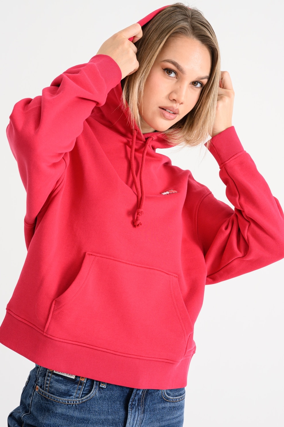 Tommy Jeans, Hanorac cu buzunar kangaroo, Roz aprins, L - eMAG.ro