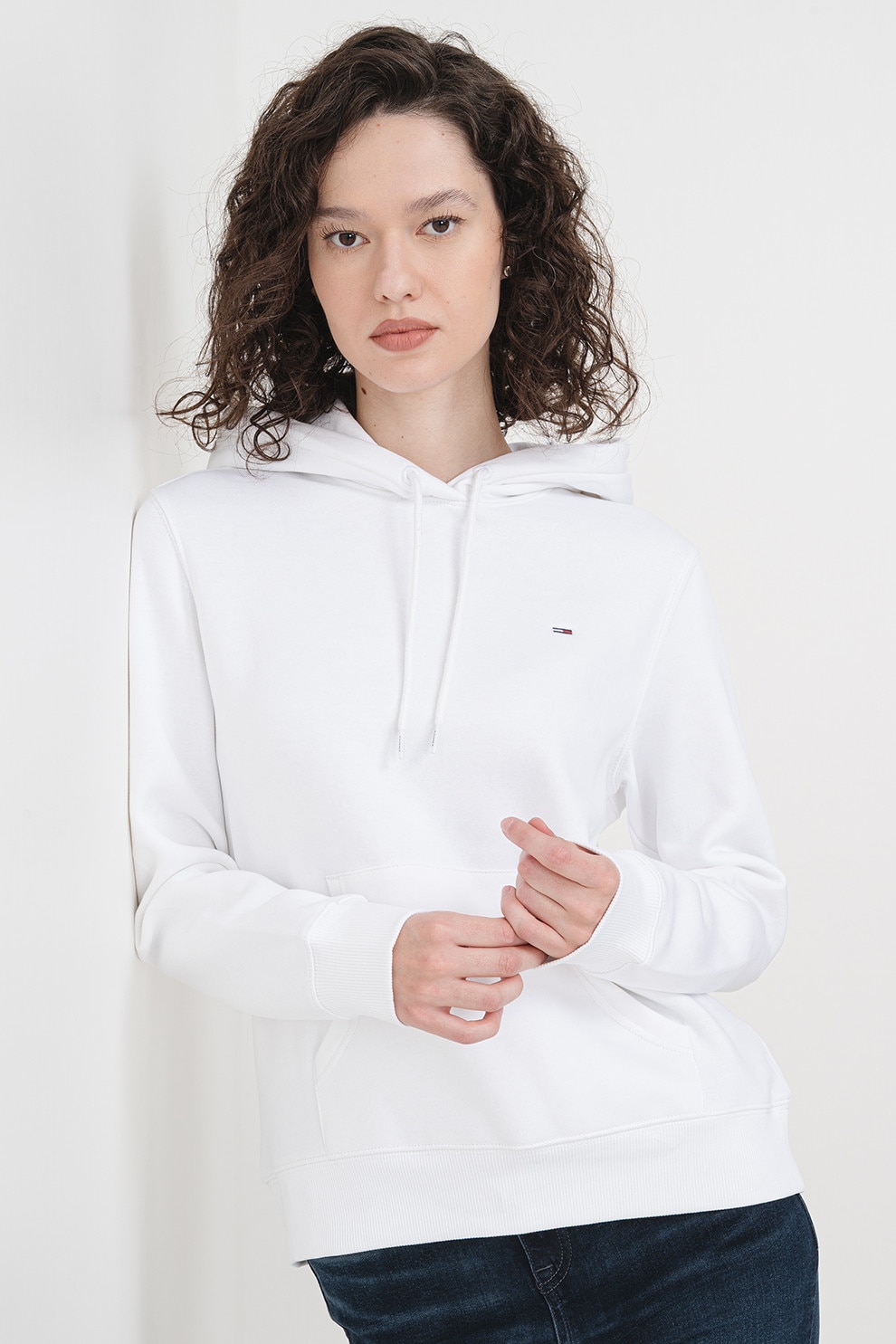 Tommy Jeans, Hanorac cu buzunar kangaroo, Alb, M - eMAG.ro