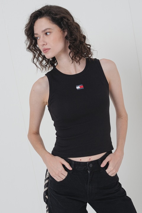 Tommy Jeans, Танк топ с малко лого, Черен