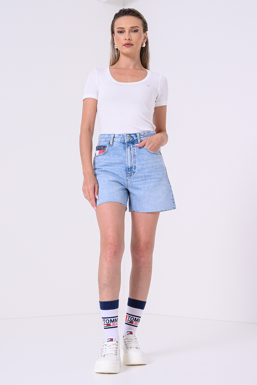 alys - Modal Source 1〜2.5 Tommy Jeans, Tricou din amestec de modal, Alb, XS - eMAG.ro