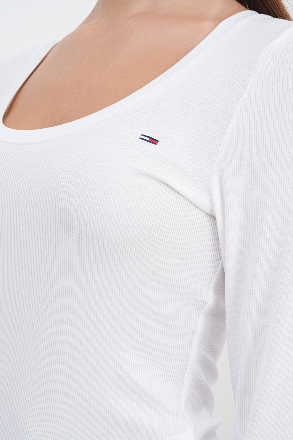 Tommy Jeans, Bluza striata din amestec de modal, Alb murdar, S
