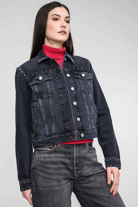 Tommy Jeans, Яке от деним с копчета, Антрацитно сиво