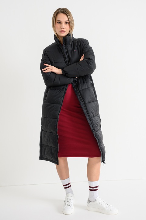 Tommy Jeans, Непромокаемо дълго зимно яке, Черен