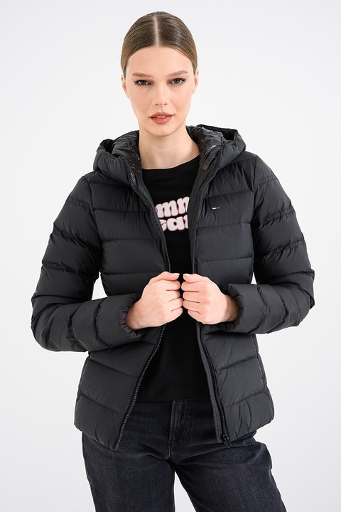 Geaca dama, Tommy Hilfiger, neagra, material textil, L INTL