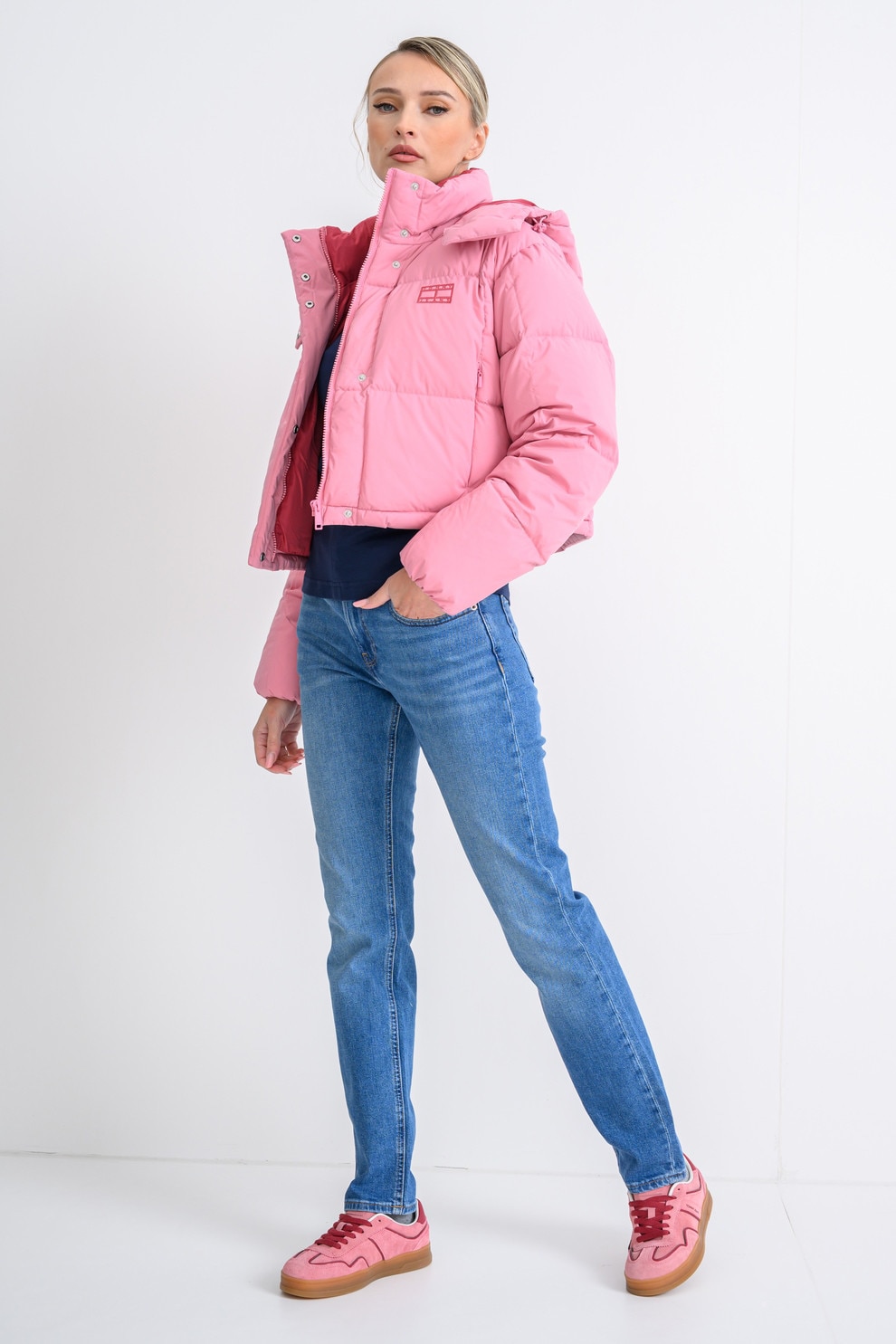 Tommy Jeans, Geaca reversibila cu umplutura de puf, Roz aprins, M