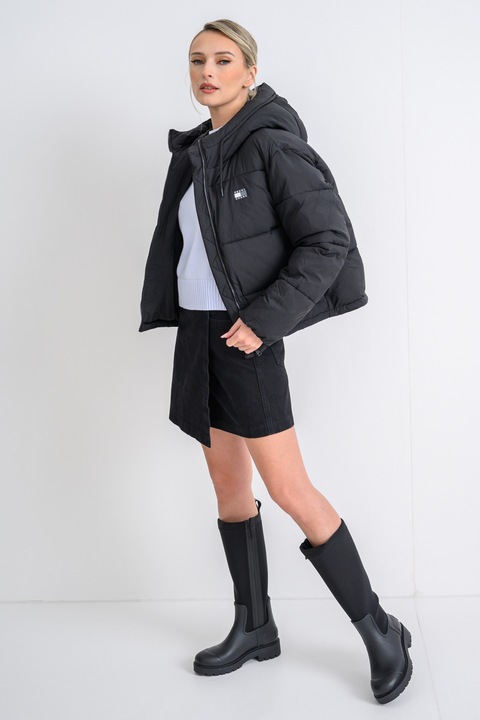 Tommy Jeans, Подплатено зимно яке с качулка, Черен