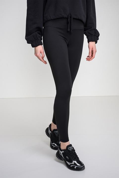 Tommy Jeans, Colanti crop cu talie inalta, Negru