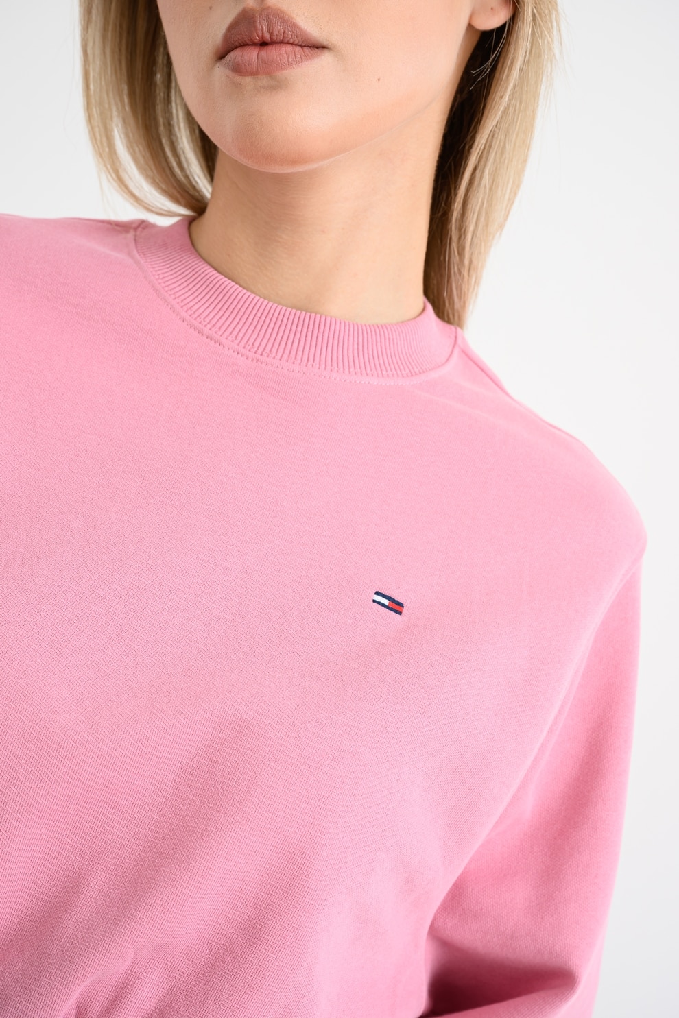 Tommy Jeans, Bluza crop de trening cu model uni, Roz, S - eMAG.ro