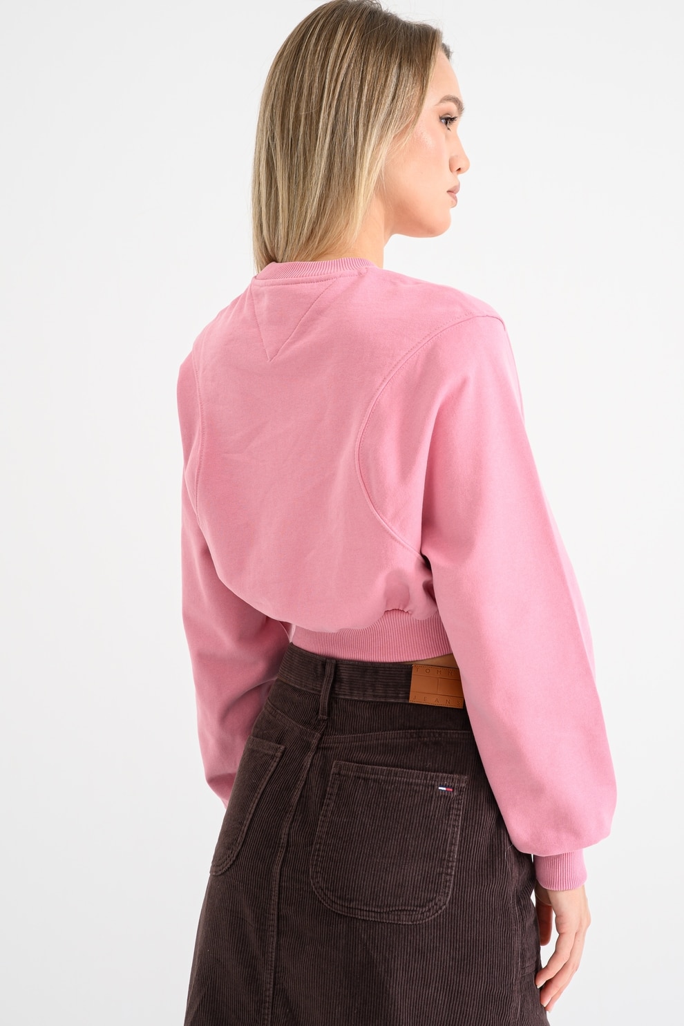 Tommy Jeans, Bluza crop de trening cu model uni, Roz, S - eMAG.ro