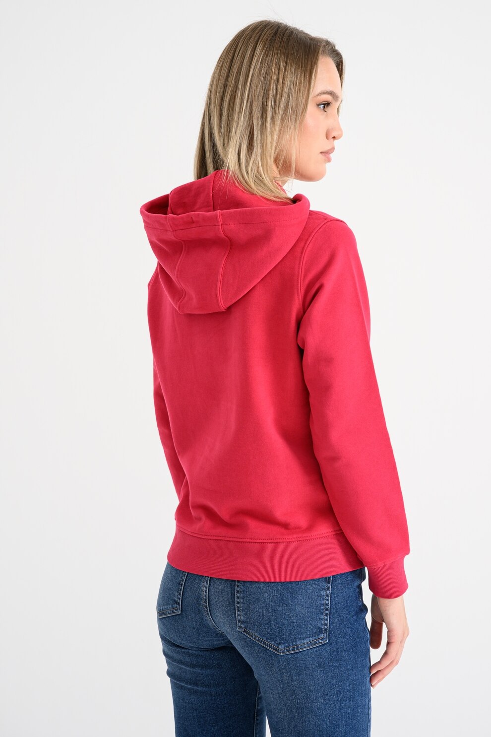 Tommy Jeans, Hanorac de bumbac cu imprimeu logo, Alb, Roz aprins