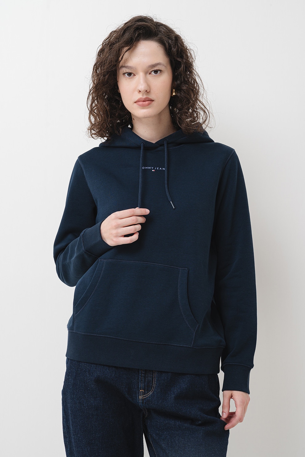 Tommy Jeans, Hanorac cu fermoar si buzunare oblice, Bleumarin, S