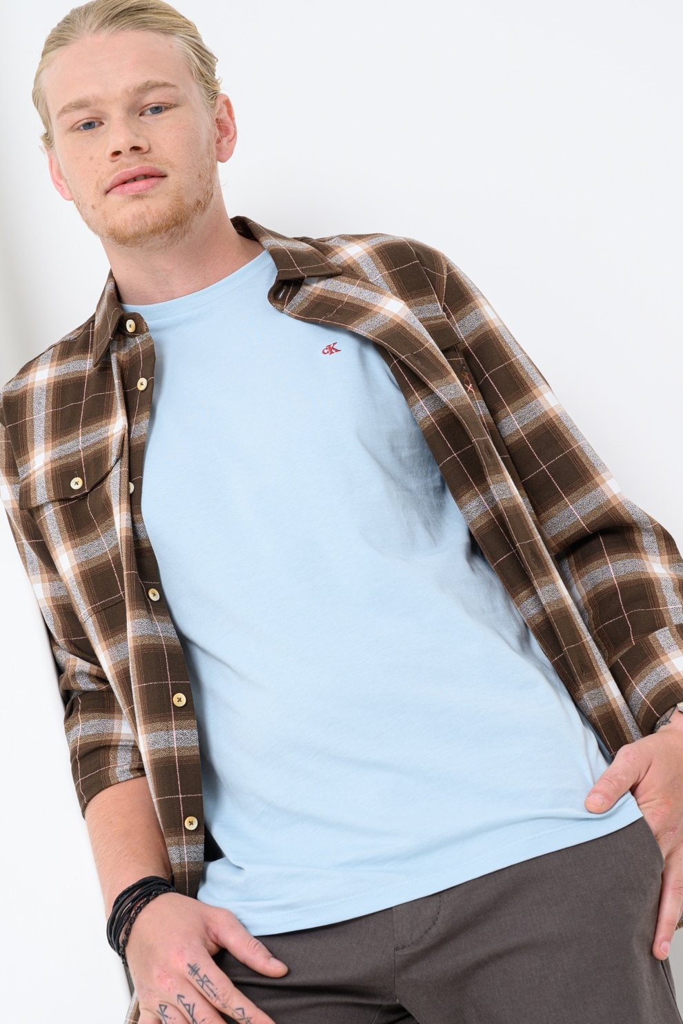 CALVIN KLEIN JEANS, Tricou de bumbac cu logo discret, Albastru pastel, XL