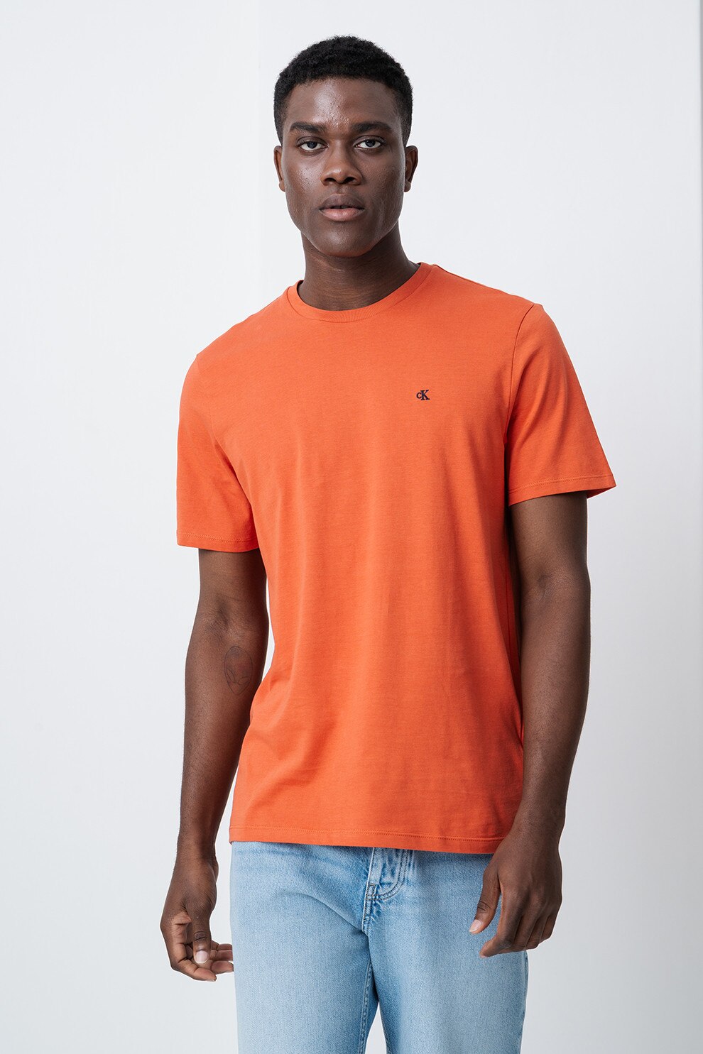 CALVIN KLEIN JEANS, Tricou de bumbac cu logo discret, Portocaliu mandarina, S