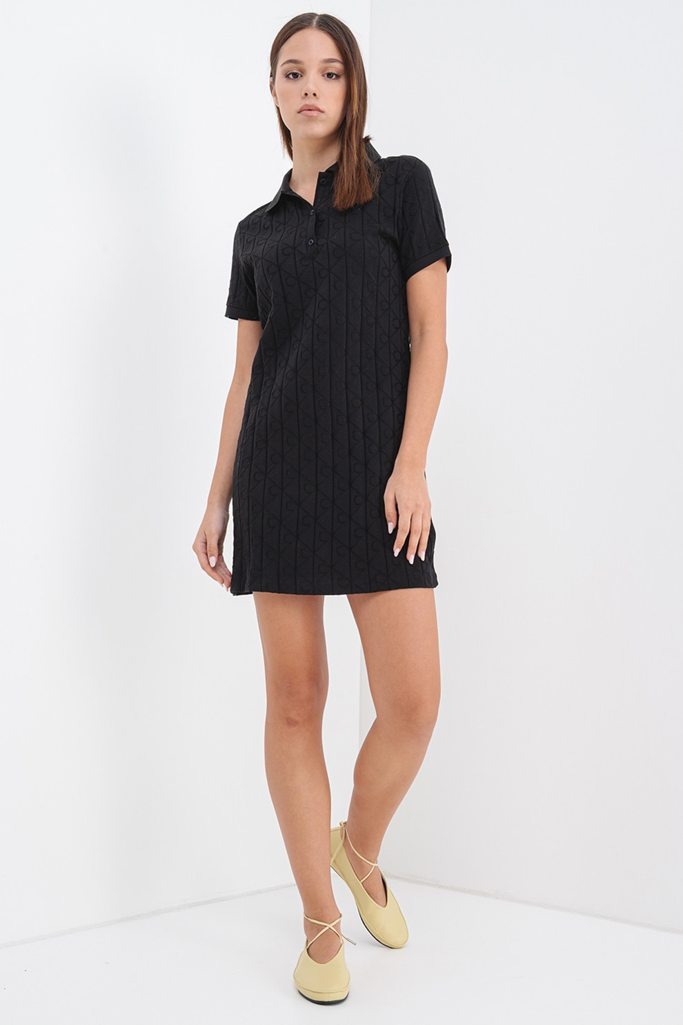 CALVIN KLEIN JEANS, Rochie-tricou polo mini, Negru, S