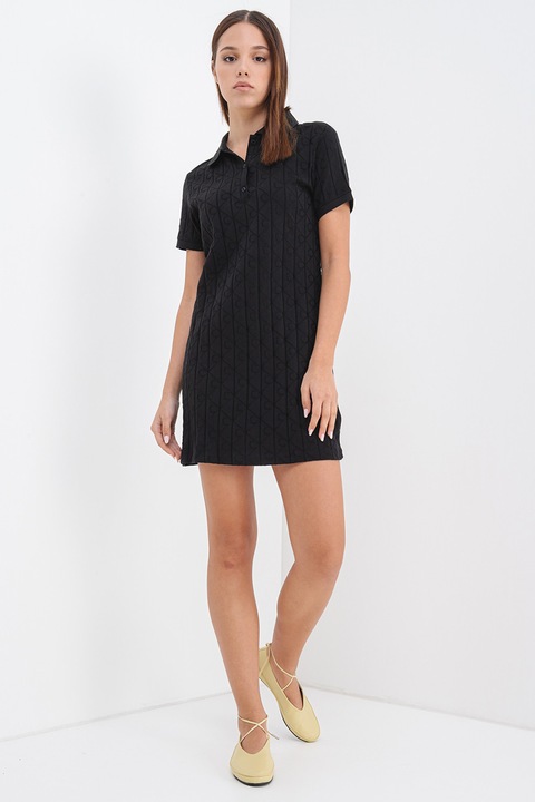 CALVIN KLEIN JEANS, Къса рокля-тениска с яка, Черен