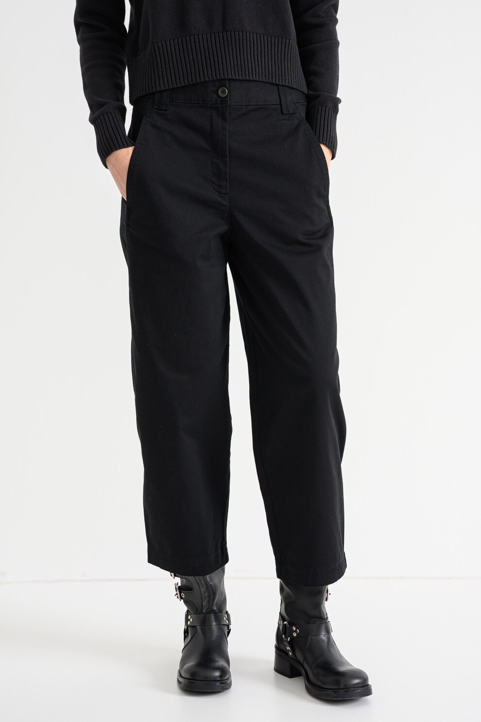 CALVIN KLEIN JEANS, Pantaloni drepti cu talie inalta, Negru, 4
