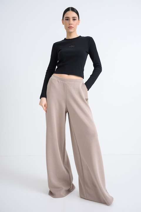 CALVIN KLEIN JEANS, Bluza din amestec de bumbac cu imprimeu logo, Negru