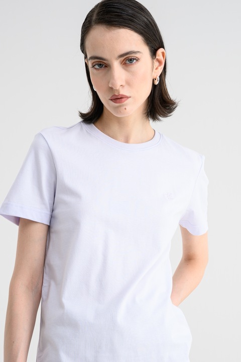 CALVIN KLEIN JEANS, Tricou din bumbac cu logo brodat, Alb optic