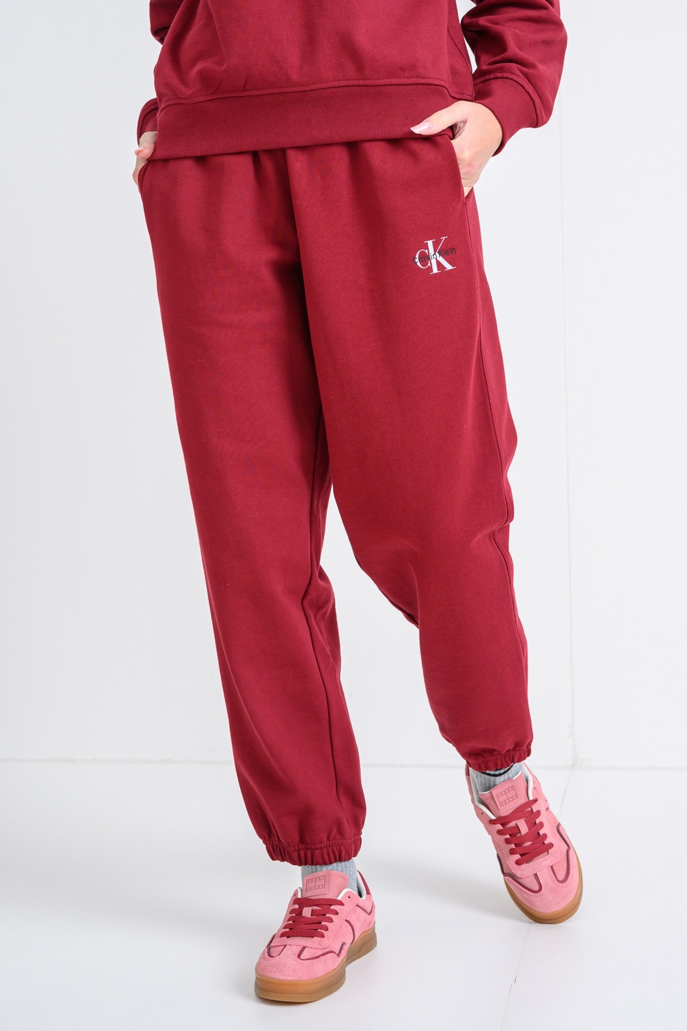 CALVIN KLEIN JEANS, Pantaloni de trening cu talie elastica, Rosu inchis, XS