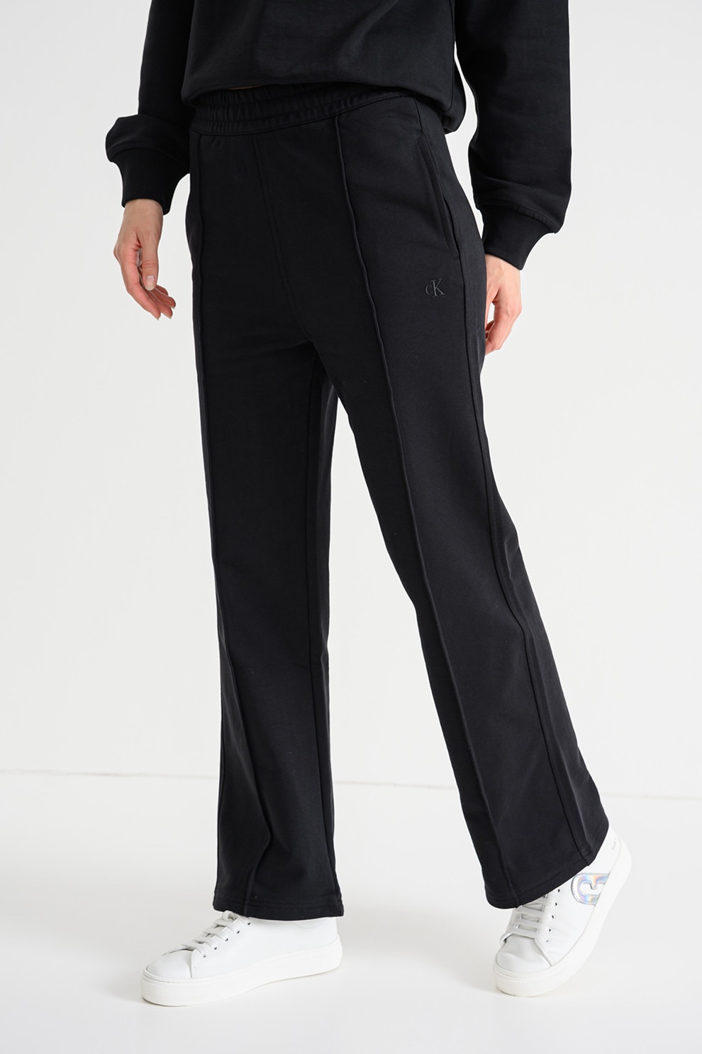 CALVIN KLEIN JEANS, Pantaloni de trening cu talie elastica si buzunare laterale, Negru, M